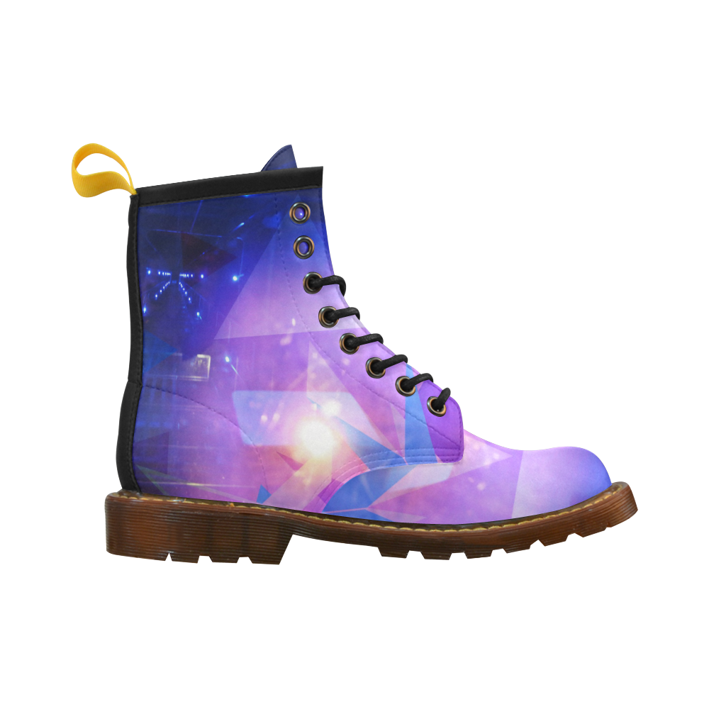 Purple Abstract Triangles High Grade PU Leather Martin Boots For Women Model 402H