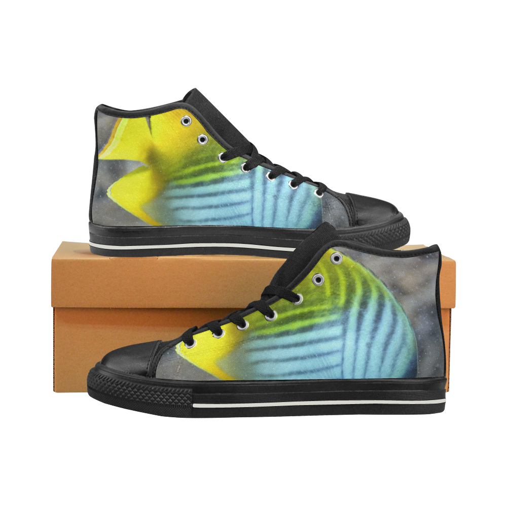 Threadfin Butterflyfish High Top Canvas Women's Shoes/Large Size (Model 017)