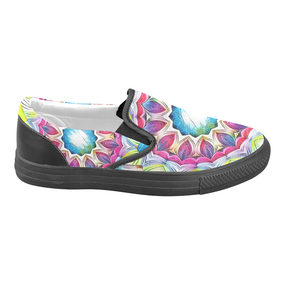 Sunshine Feeling Mandala Women's Unusual Slip-on Canvas Shoes (Model 019)