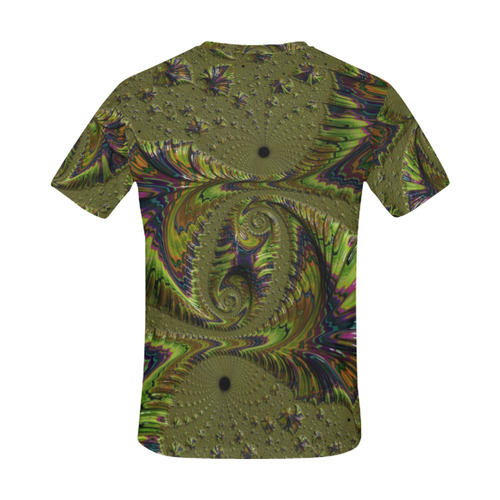Rainbow Fern Frond Fossils Fractal Abstract All Over Print T-Shirt for Men (USA Size) (Model T40)