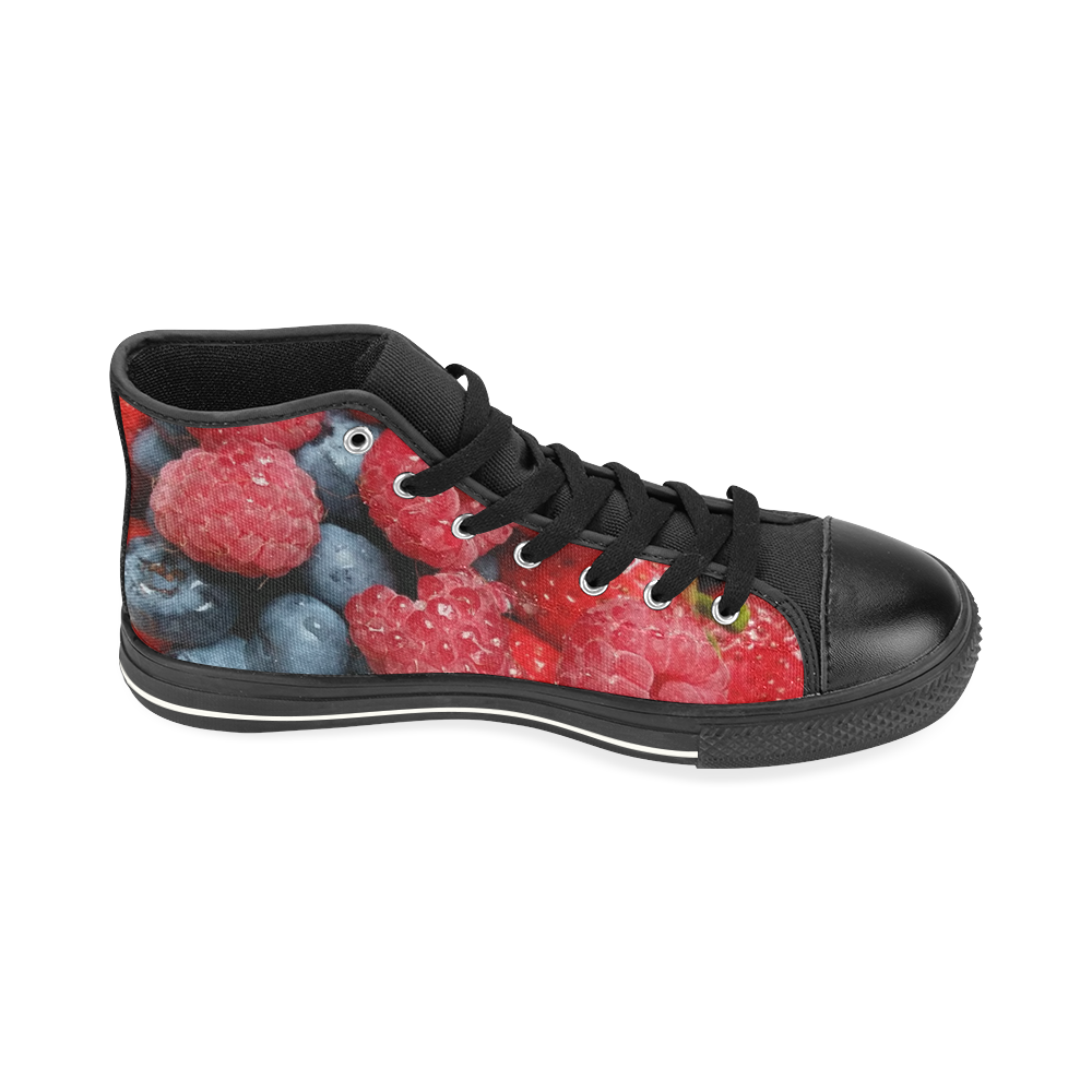 Red Berry Mix High Top Canvas Women's Shoes/Large Size (Model 017)