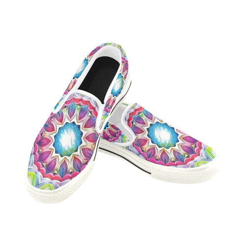 Sunshine Feeling Mandala Women's Slip-on Canvas Shoes/Large Size (Model 019)