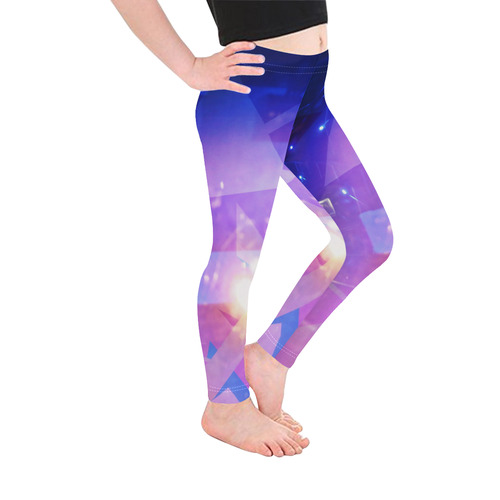 Purple Abstract Triangles Kid's Ankle Length Leggings (Model L06)