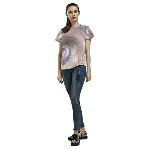 Diamond and Pearl Seashell Swirls Fractal Abstract All Over Print T-Shirt for Women (USA Size) (Model T40)