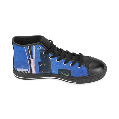 Seattle Space Needle Watercolor High Top Canvas Women's Shoes/Large Size (Model 017)