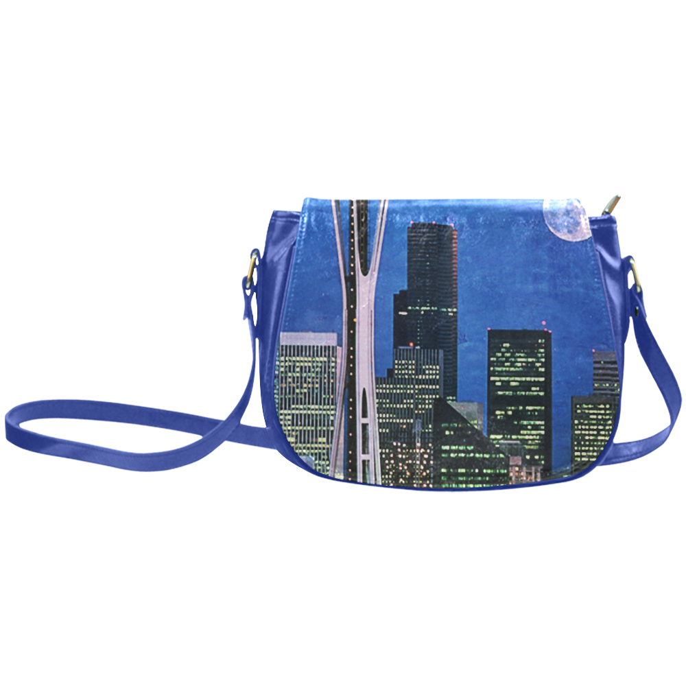 Seattle Space Needle Watercolor Classic Saddle Bag/Large (Model 1648)