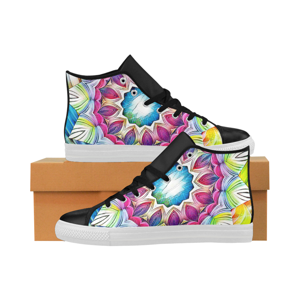 Sunshine Feeling Mandala Aquila High Top Microfiber Leather Women's Shoes/Large Size (Model 032)