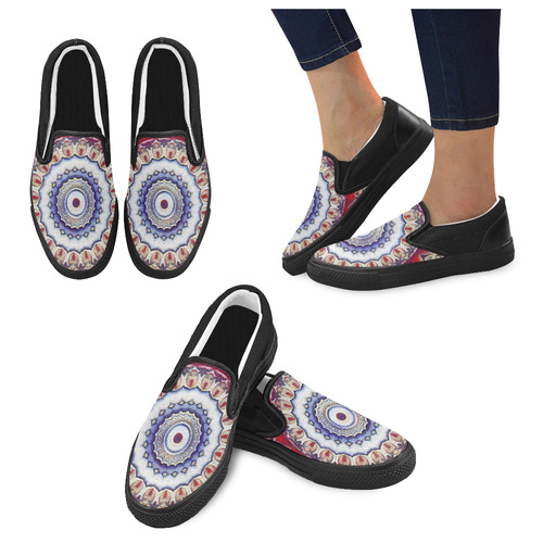 X-Mas Romantic Mandala Women's Slip-on Canvas Shoes (Model 019)