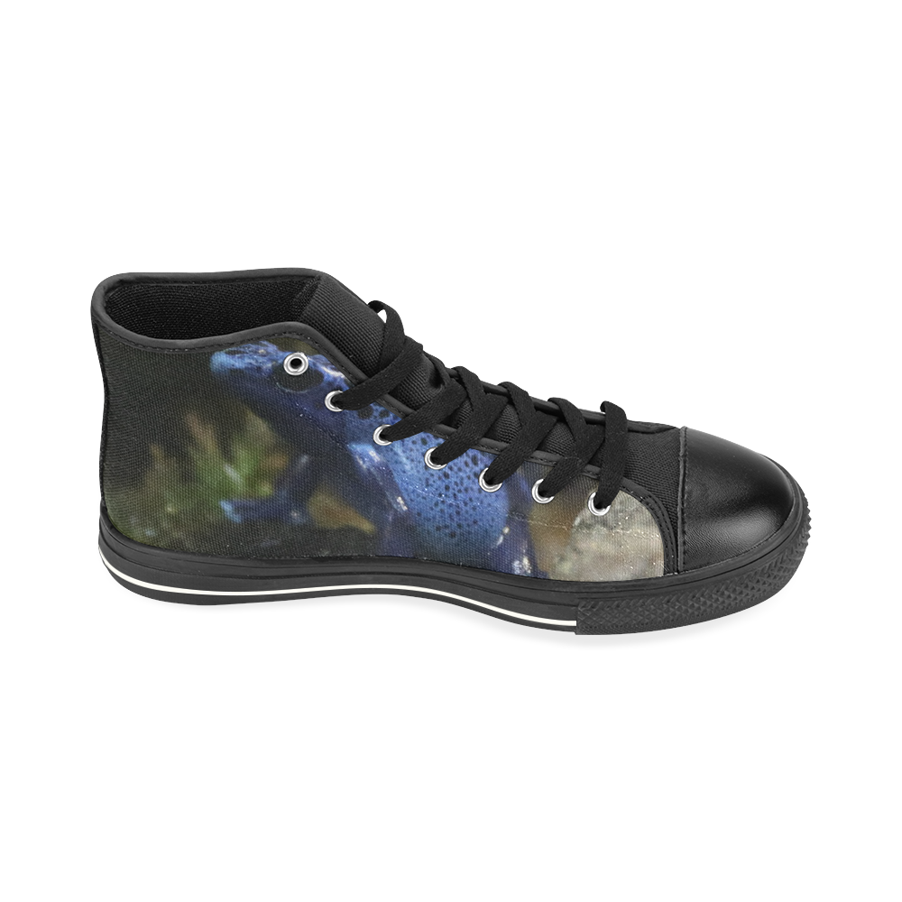 Blue Poison Arrow Frog High Top Canvas Women's Shoes/Large Size (Model 017)