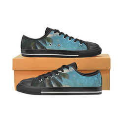 Caribbean Blue Low Top Canvas Shoes for Kid (Model 018)