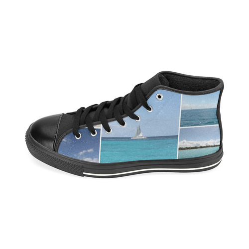 Isla Saona Caribbean Photo Collage High Top Canvas Women's Shoes/Large Size (Model 017)