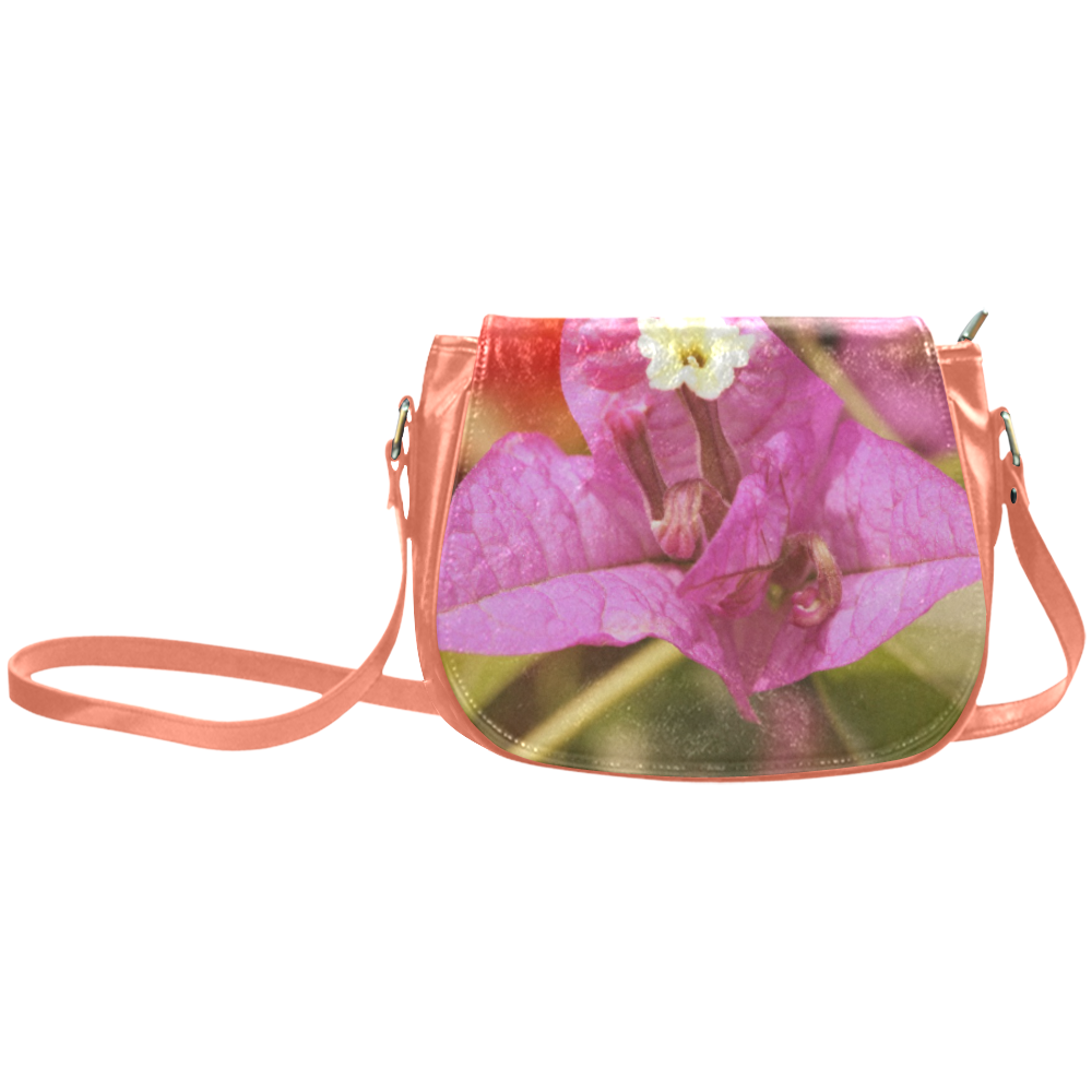 Pink Bougainvillea Flower Blossom Classic Saddle Bag/Large (Model 1648)