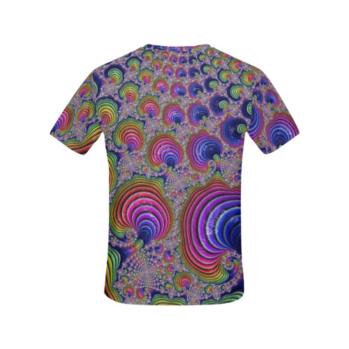 Trippy Hippie Rainbow Swirls Fractal Abstract All Over Print T-Shirt for Women (USA Size) (Model T40)