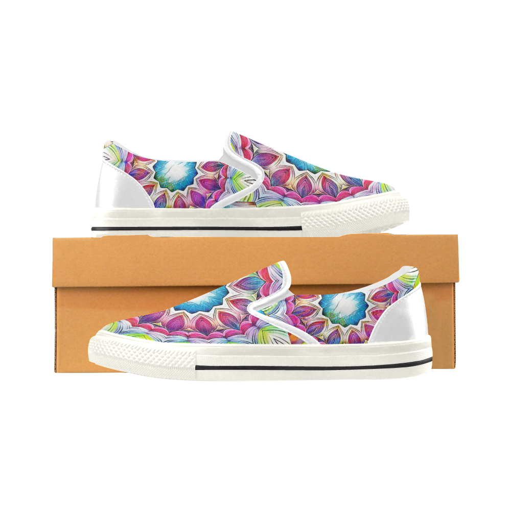 Sunshine Feeling Mandala Women's Slip-on Canvas Shoes/Large Size (Model 019)