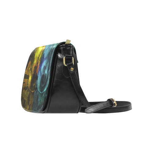 Yellow and Blue Sparkling Rose Classic Saddle Bag/Large (Model 1648)