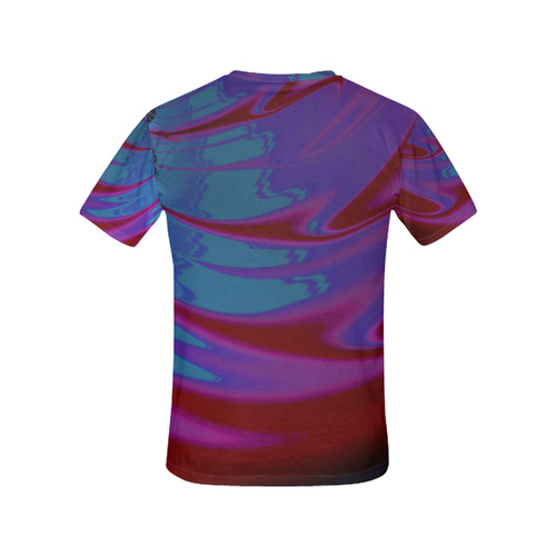 Red Satin Blood on the Ocean Fractal Abstract All Over Print T-Shirt for Women (USA Size) (Model T40)