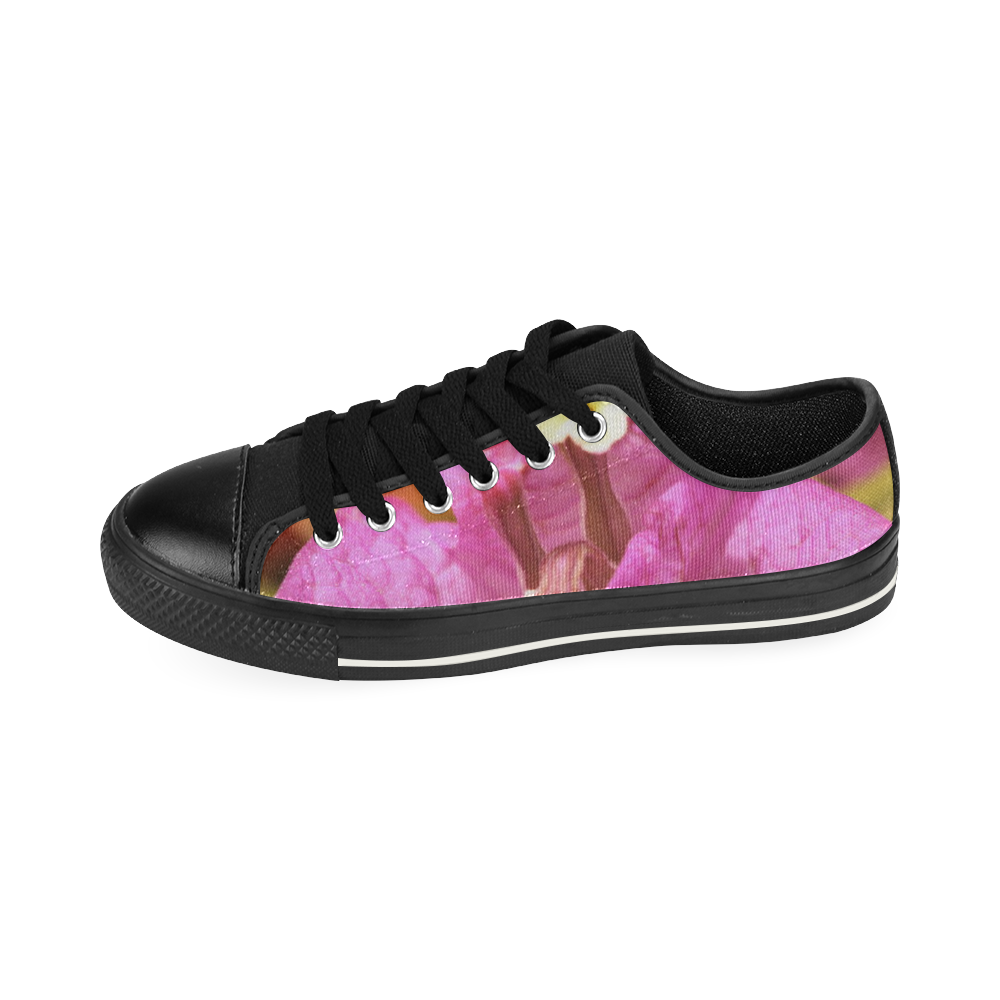 Pink Bougainvillea Flower Blossom Low Top Canvas Shoes for Kid (Model 018)
