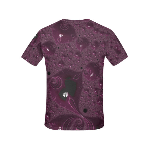 Ruby Gemstones on the Beach Fractal Abstract All Over Print T-Shirt for Women (USA Size) (Model T40)