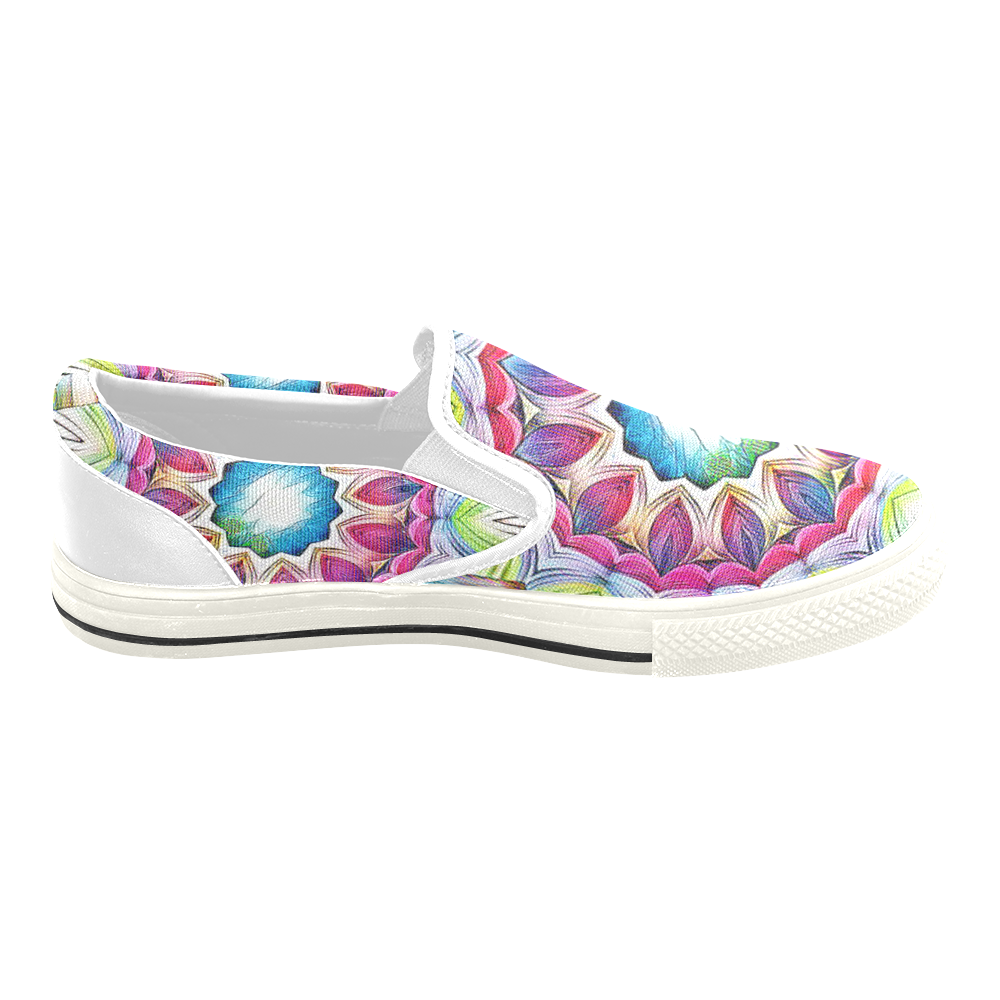 Sunshine Feeling Mandala Women's Slip-on Canvas Shoes/Large Size (Model 019)