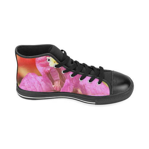 Pink Bougainvillea Flower Blossom High Top Canvas Women's Shoes/Large Size (Model 017)