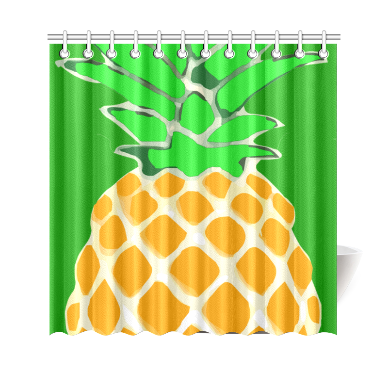 One Pineapple Tropical Fruit Shower Curtain 69"x70"
