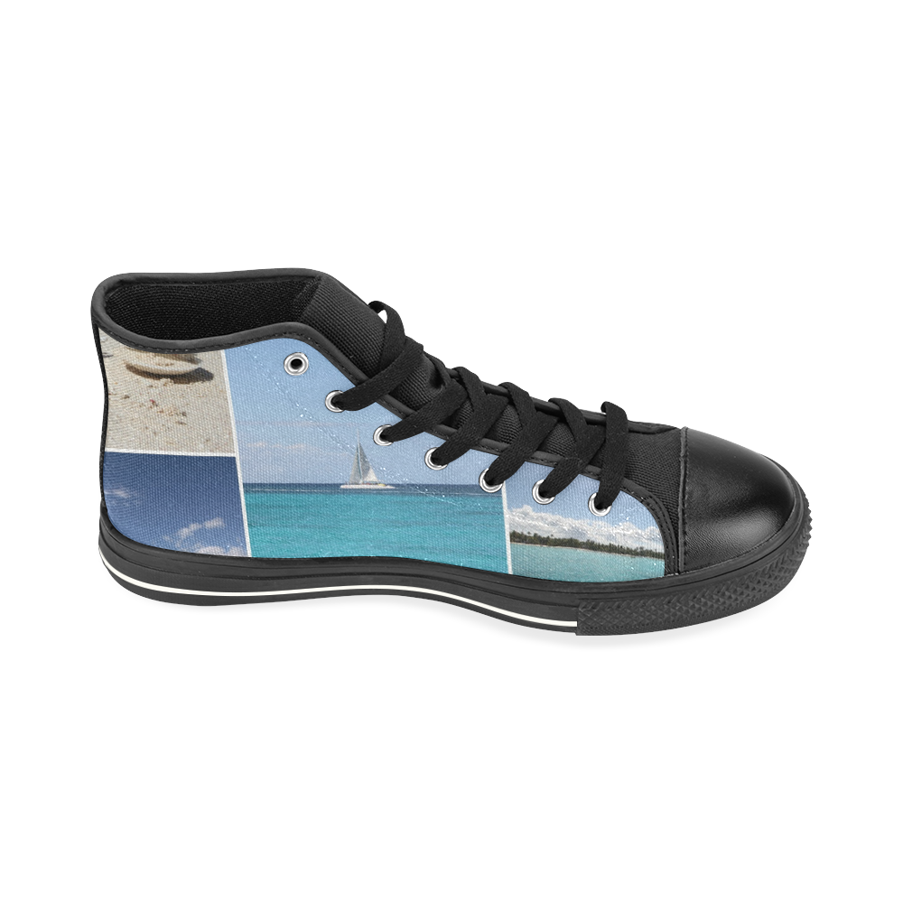 Isla Saona Caribbean Photo Collage High Top Canvas Women's Shoes/Large Size (Model 017)