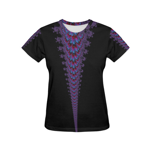 Psychedelic Smokey Cyclone Fractal Abstract All Over Print T-Shirt for Women (USA Size) (Model T40)