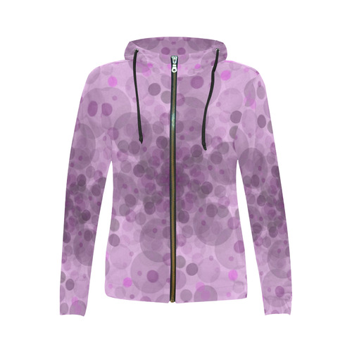 Circles in purple All Over Print Full Zip Hoodie for Women (Model H14)