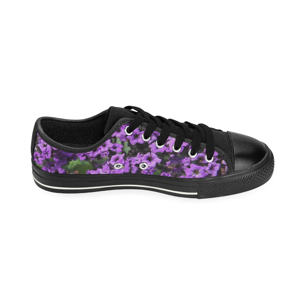 Purple Flowers Low Top Canvas Shoes for Kid (Model 018)