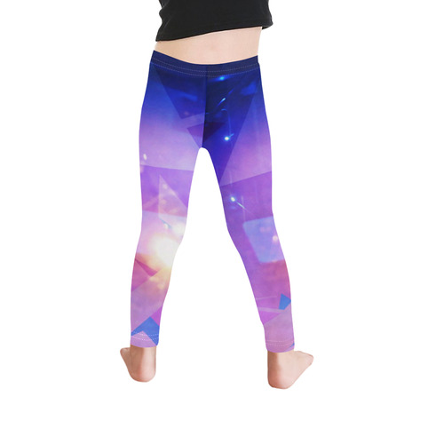 Purple Abstract Triangles Kid's Ankle Length Leggings (Model L06)