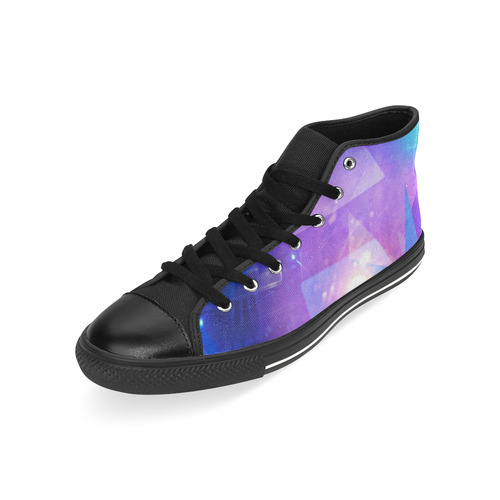 Purple Abstract Triangles High Top Canvas Women's Shoes/Large Size (Model 017)