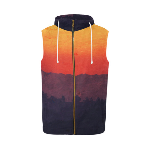 Five Shades of Sunset All Over Print Sleeveless Zip Up Hoodie for Men (Model H16)