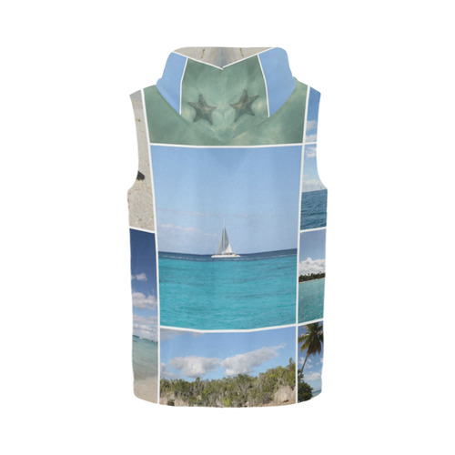 Isla Saona Caribbean Photo Collage All Over Print Sleeveless Zip Up Hoodie for Men (Model H16)