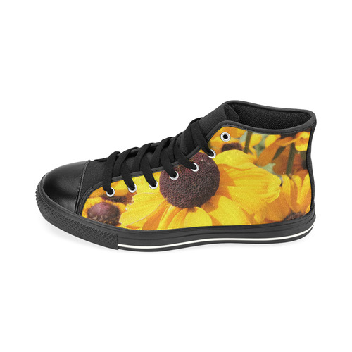 Yellow Flowers High Top Canvas Women's Shoes/Large Size (Model 017)