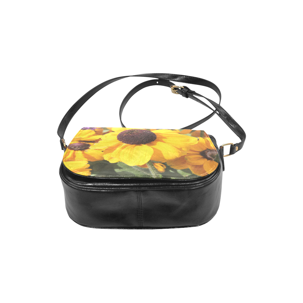 Yellow Flowers Classic Saddle Bag/Large (Model 1648)