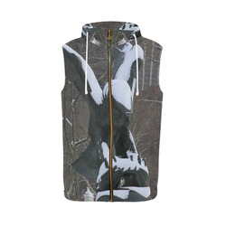 NYC Snowy Winter Eagle Statue All Over Print Sleeveless Zip Up Hoodie for Men (Model H16)
