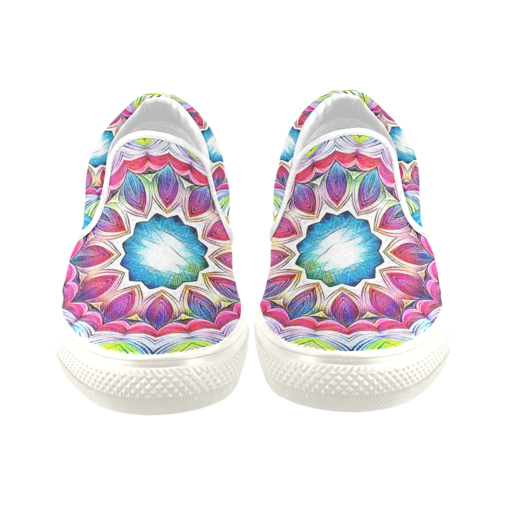 Sunshine Feeling Mandala Women's Slip-on Canvas Shoes/Large Size (Model 019)