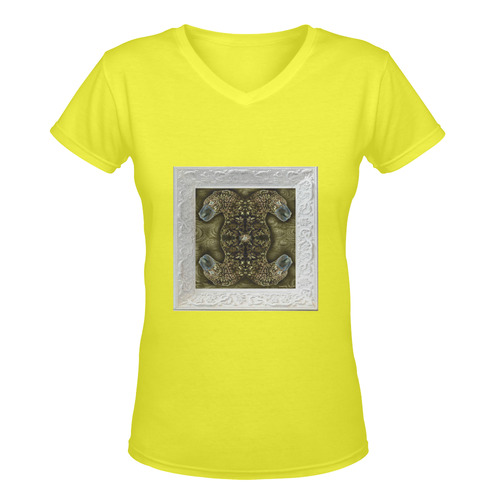 baby art golden panthers Women's Deep V-neck T-shirt (Model T19)