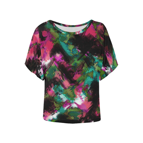 Abstract pattern Women's Batwing-Sleeved Blouse T shirt (Model T44)