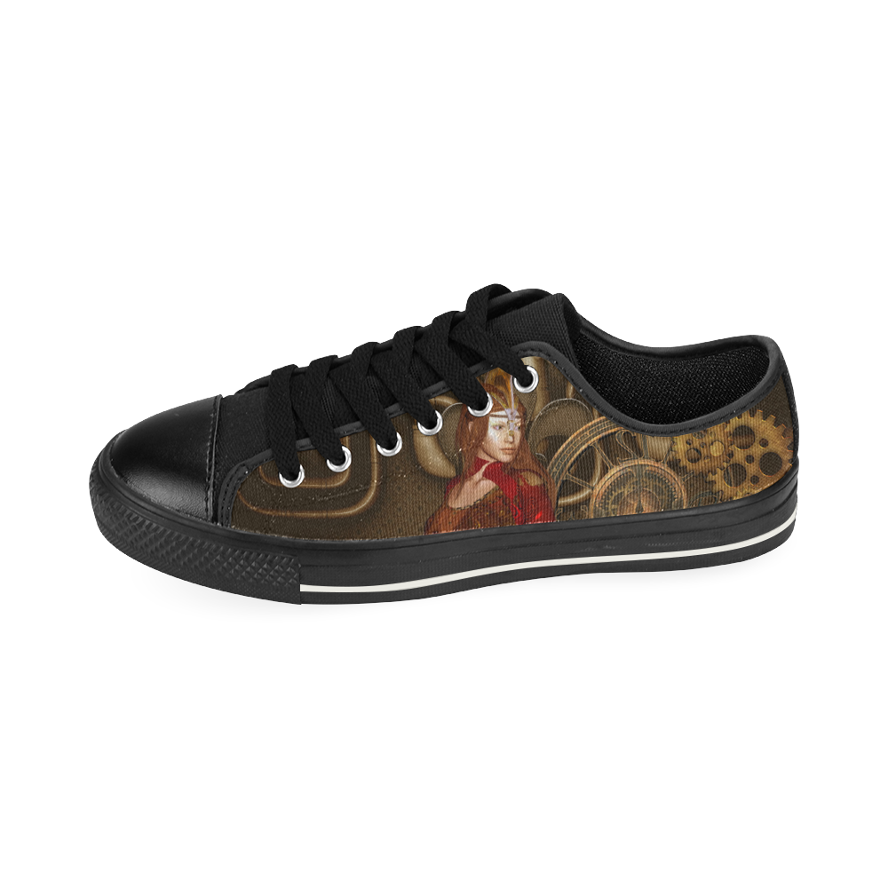 Steampunk, awesome steam lady Canvas Women's Shoes/Large Size (Model 018)