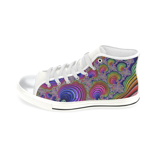 Trippy Hippie Rainbow Swirls Fractal Abstract High Top Canvas Women's Shoes/Large Size (Model 017)