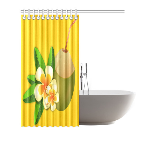 Tropical Coconut Flower Cocktail Floral Shower Curtain 72"x72"