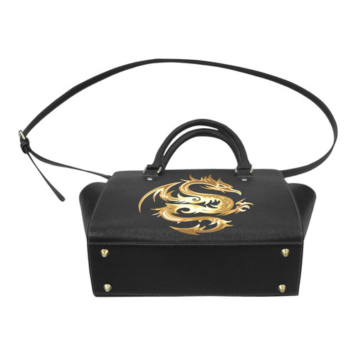 Tribal Tattoo Gold Dragon Classic Shoulder Handbag (Model 1653)