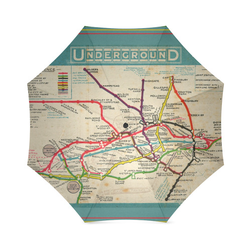 Vintage London Undergroud Map Foldable Umbrella (Model U01)