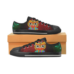 Cute owl, mandala design Canvas Women's Shoes/Large Size (Model 018)