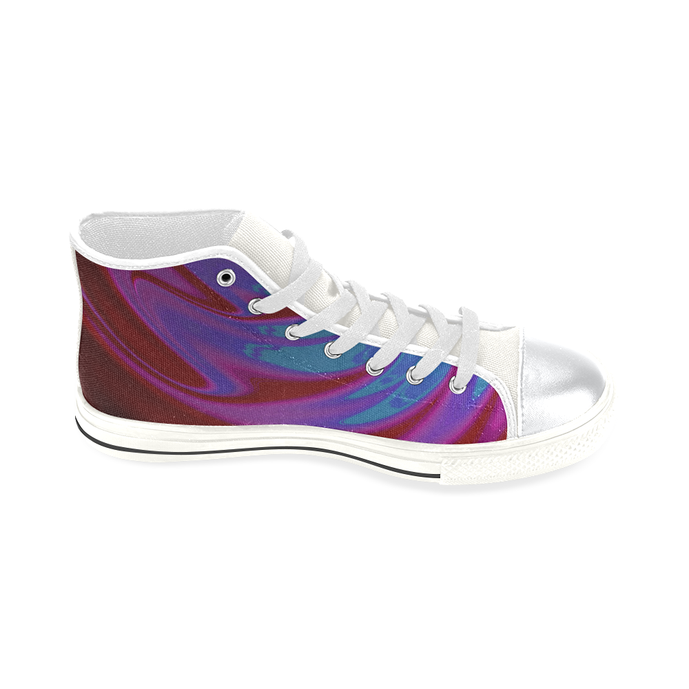 Red Satin Blood on the Ocean Fractal Abstract High Top Canvas Women's Shoes/Large Size (Model 017)