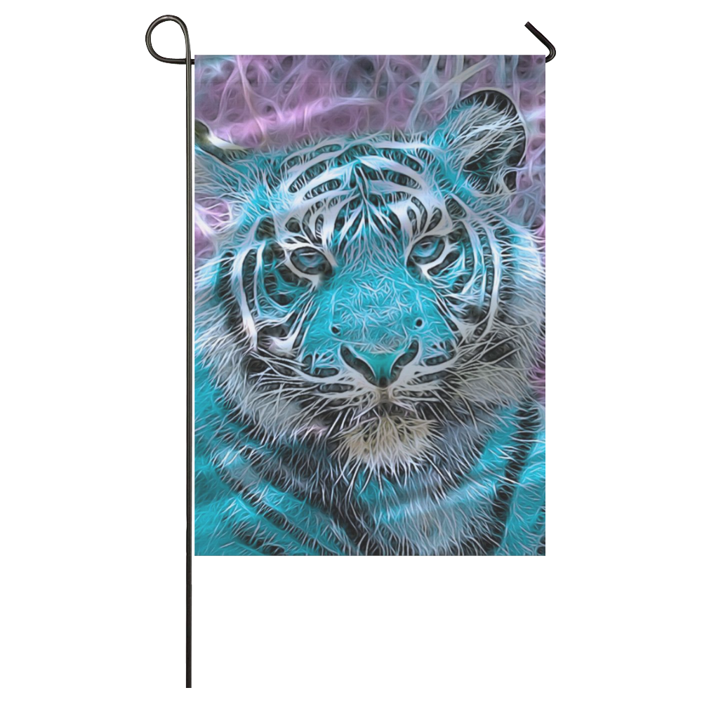 Crazy blue tiger by JamColors Garden Flag 28''x40'' （Without Flagpole）
