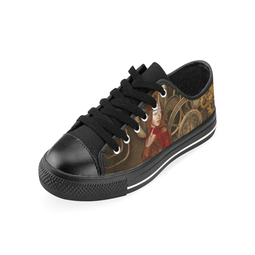 Steampunk, awesome steam lady Canvas Women's Shoes/Large Size (Model 018)