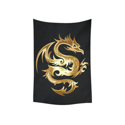 Tribal Tattoo Gold Dragon Cotton Linen Wall Tapestry 40"x 60"