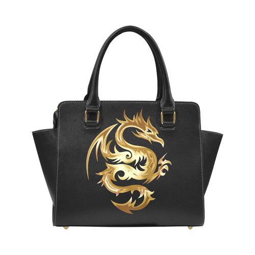 Tribal Tattoo Gold Dragon Classic Shoulder Handbag (Model 1653)